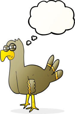 Bir insan tarafından çizilmiş serbest çizim balon karikatür kuşu.