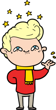 Bir insan tarafından çizilmiş heyecanlı bir çizgi film.