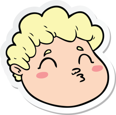 Bir insan tarafından çizilmiş karikatür erkek yüzü çıkartması