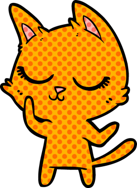 Bir insan tarafından çizilmiş sakin çizgi film kedisi.