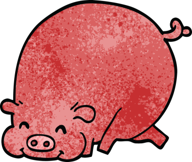 Bir insan tarafından çizilmiş şişko domuz.