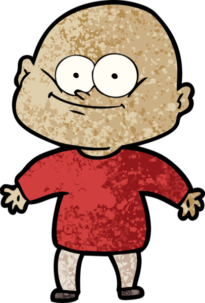 Bir insan tarafından çizilmiş kel bir adam.