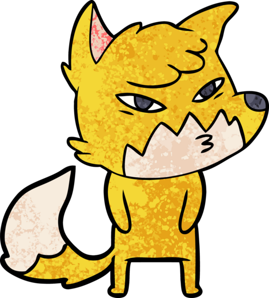 Bir insan tarafından çizilmiş akıllı çizgi film tilkisi.