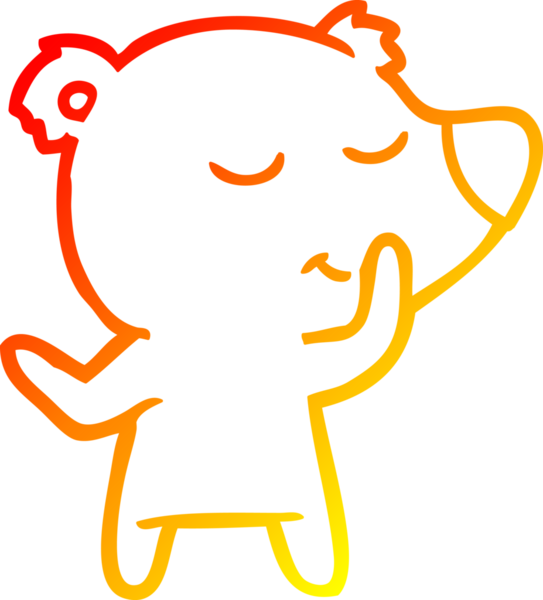 Bir insan tarafından çizilmiş mutlu çizgi film ayısının sıcak çizgi çizimi