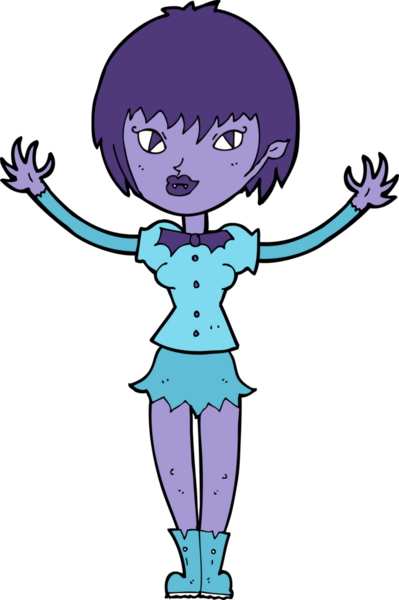 Bir insan tarafından çizilmiş vampir kız çizgi filmi.