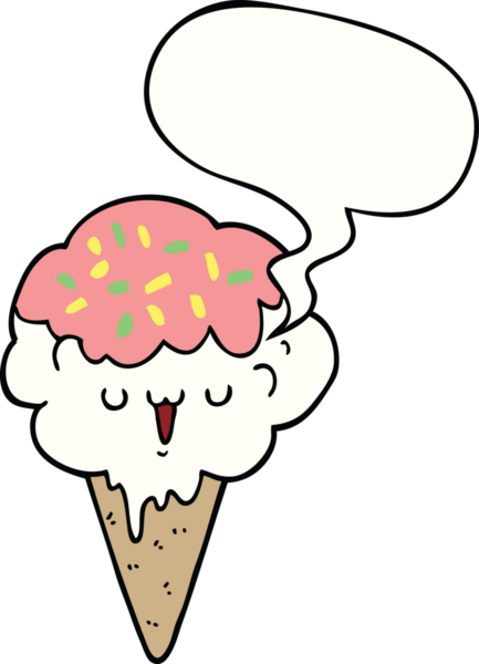 Bir insan tarafından çizilmiş konuşma balonlu çizgi film dondurması.