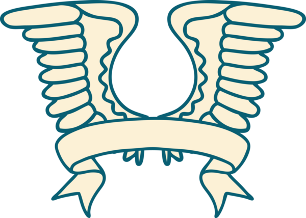 Bir insan tarafından çizilmiş geleneksel bir kanat dövmesi.