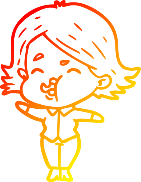 Bir insan tarafından çizilmiş bir çizgi film kızının sıcak çizgi çizimi.