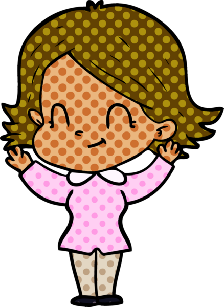 Bir insan tarafından çizilmiş karikatür dostu kız.