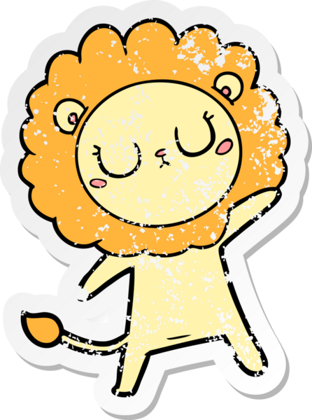 Bir insan tarafından çizilmiş karikatür aslanının sıkıntılı çıkartması.