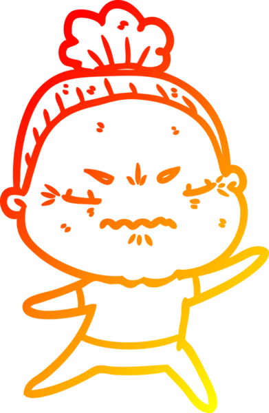 Bir insan tarafından çizilmiş, karikatür çizen yaşlı bir kadın.