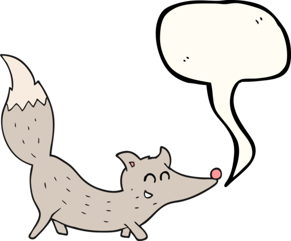 Bir insan tarafından çizilmiş serbest konuşma balonu çizgi filmi küçük kurt.