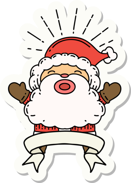 Bir insan tarafından çizilmiş dövme stili Noel Baba karakterinin çıkartması.