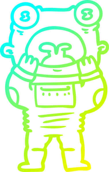 Bir insan tarafından şaşırtılarak çizilen bir çizgi film uzaylısının soğuk eğim çizgisi.