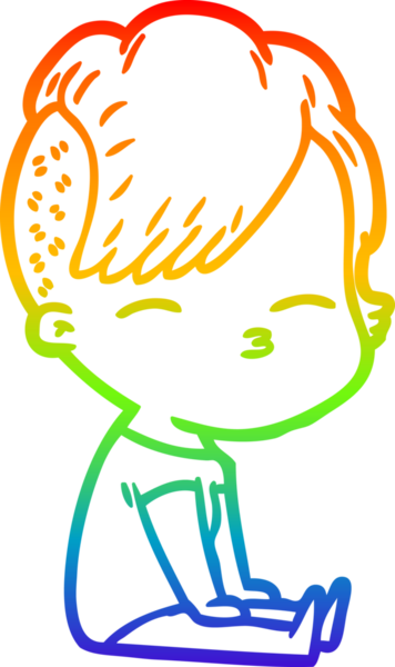 gökkuşağı gradyan çizimi bir çizgi film kızı bir insan tarafından çizilmiş.