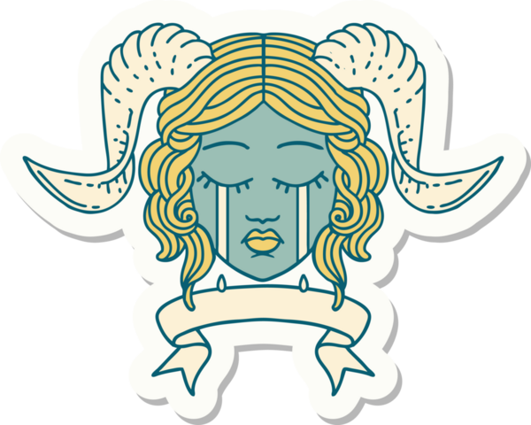 Bir insan tarafından çizilmiş parşömen pankartıyla ağlayan karakterin çıkartması.