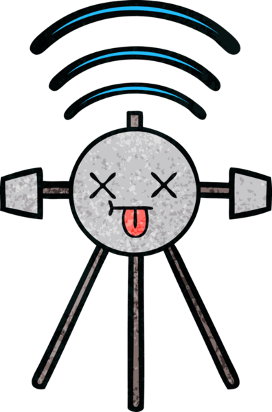 Bir insan tarafından çizilmiş bir uydunun retro grunge desen karikatürü