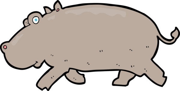 Bir insan tarafından çizilmiş su aygırı çizgi filmi.