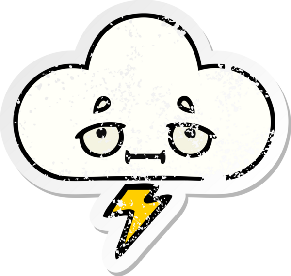 Bir insan tarafından çizilmiş tatlı bir gökgürültüsü bulutunun sıkıntılı çıkartması.