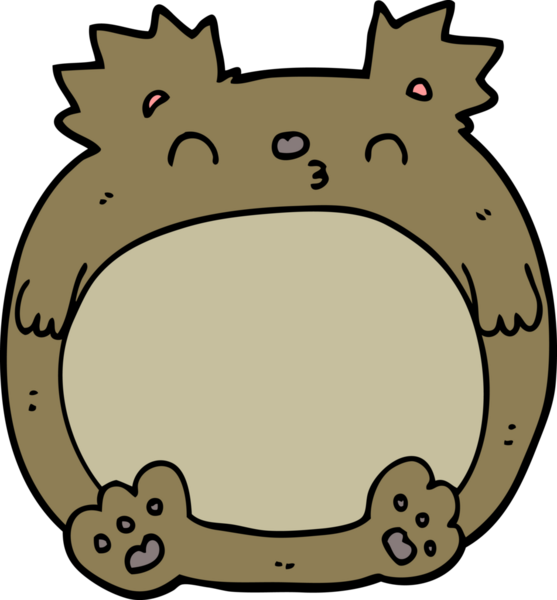 Bir insan tarafından çizilmiş çizgi film ayısı.