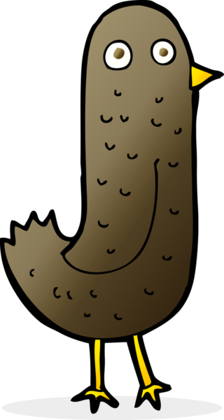 Bir insan tarafından çizilmiş komik çizgi film kuşu.