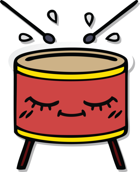 Bir insan tarafından çizilmiş şirin bir davulun çıkartması.