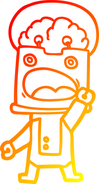 Bir insan tarafından çizilen çizgi film robotunun sıcak çizgi çizimi