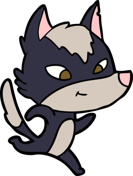 Bir insan tarafından çizilmiş dost canlısı çizgi film kurdu.