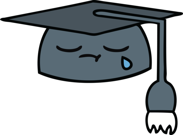 Mezuniyet şapkası bir insan tarafından çizilmiş şirin bir çizgi film.