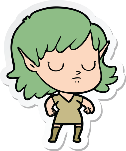 Bir insan tarafından çizilmiş bir elf kızının çıkartması.