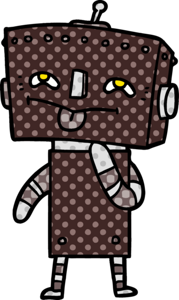 Bir insan tarafından çizilmiş çizgi film robotu