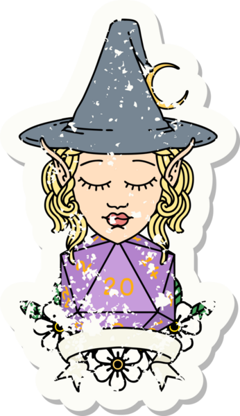 Retro Dövme Biçimli elf karakteri Bir insan tarafından çizilmiş doğal yirmi zar atışıyla