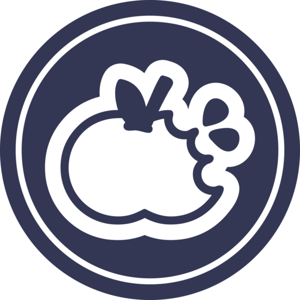 Bir insan tarafından çizilmiş ısırılmış elma dairesi simgesi