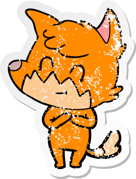 Bir insan tarafından çizilmiş karikatür dostu tilkinin sıkıntılı çıkartması.