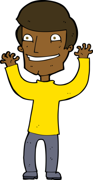 Bir insan tarafından çizilmiş heyecanlı bir çizgi film.