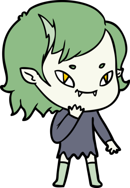 Karikatür dostu vampir kız bir insan tarafından çizilmiş.