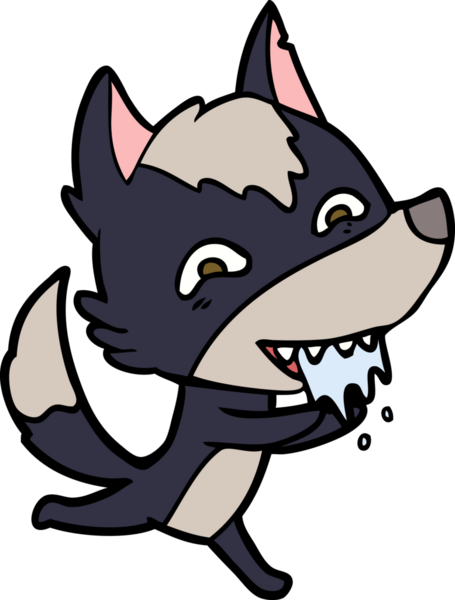 Bir insan tarafından çizilmiş aç kurt çizgi filmi.