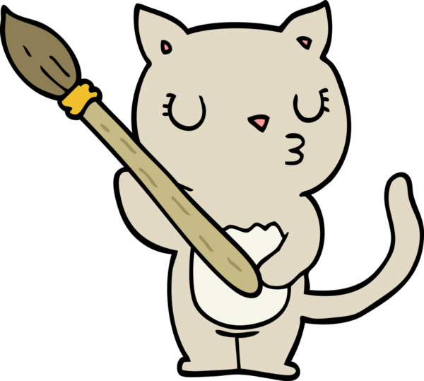 Bir insan tarafından çizilmiş sevimli çizgi film kedisi.