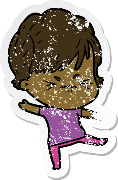 Bir insan tarafından çizilmiş, hayal kırıklığına uğramış bir karikatür çıkartması.