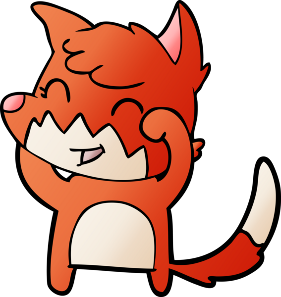 Bir insan tarafından çizilmiş mutlu çizgi film tilkisi.