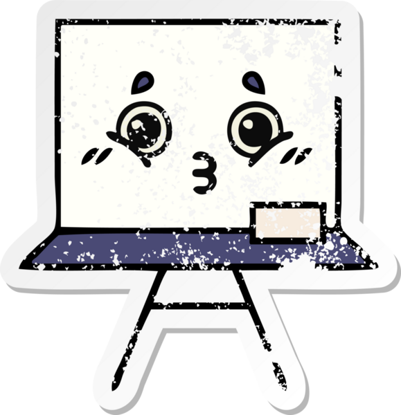 Bir insan tarafından çizilmiş beyaz bir karikatür çıkartması.