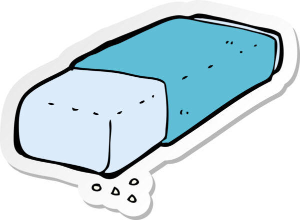 Bir insan tarafından çizilmiş bir karikatür kalem silgisinin etiketi.