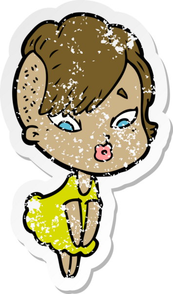 Bir insan tarafından çizilmiş üzgün bir karikatür çıkartması.