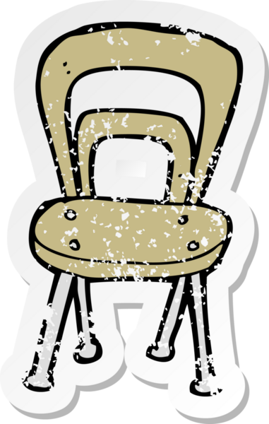 Bir insan tarafından çizilmiş karikatür sandalyesinin gerilimli çıkartması.