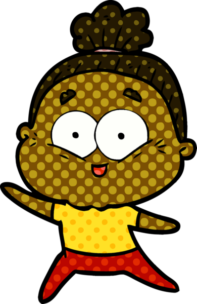 Bir insan tarafından çizilmiş mutlu yaşlı kadın çizgi filmi.