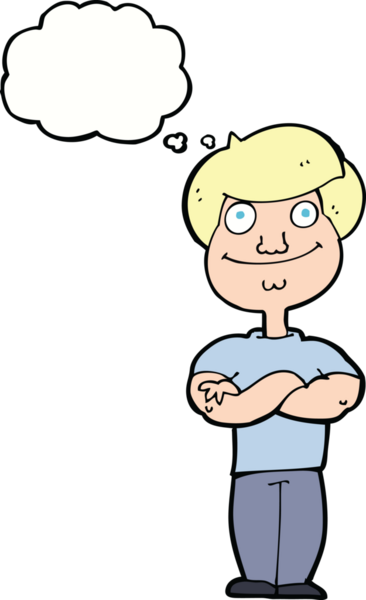 Bir insan tarafından çizilmiş düşünce balonlu mutlu adam çizgi filmi.