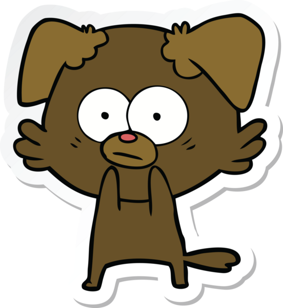 Bir insan tarafından çizilmiş sinirli bir köpek çizgi filminin çıkartması.