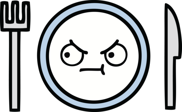 Bir insan tarafından çizilmiş yemek tabağı karikatürü.