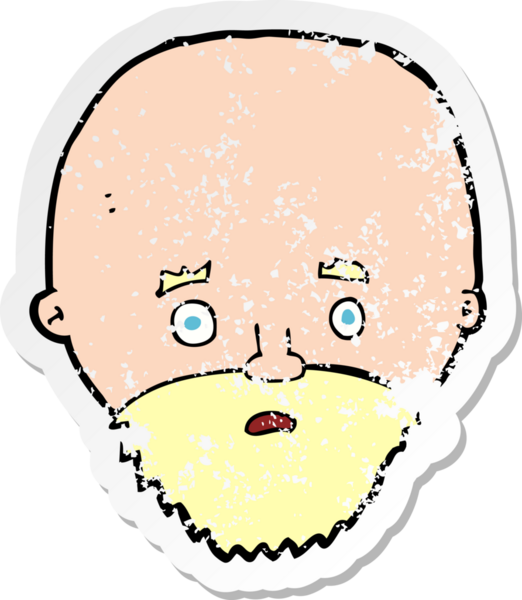 Bir insan tarafından çizilmiş sakallı bir adamın karikatür yapıştırması.