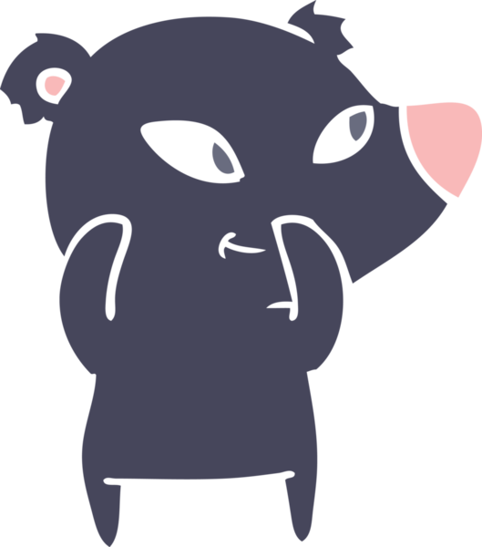 Bir insan tarafından çizilmiş şirin düz renkli çizgi film ayısı.